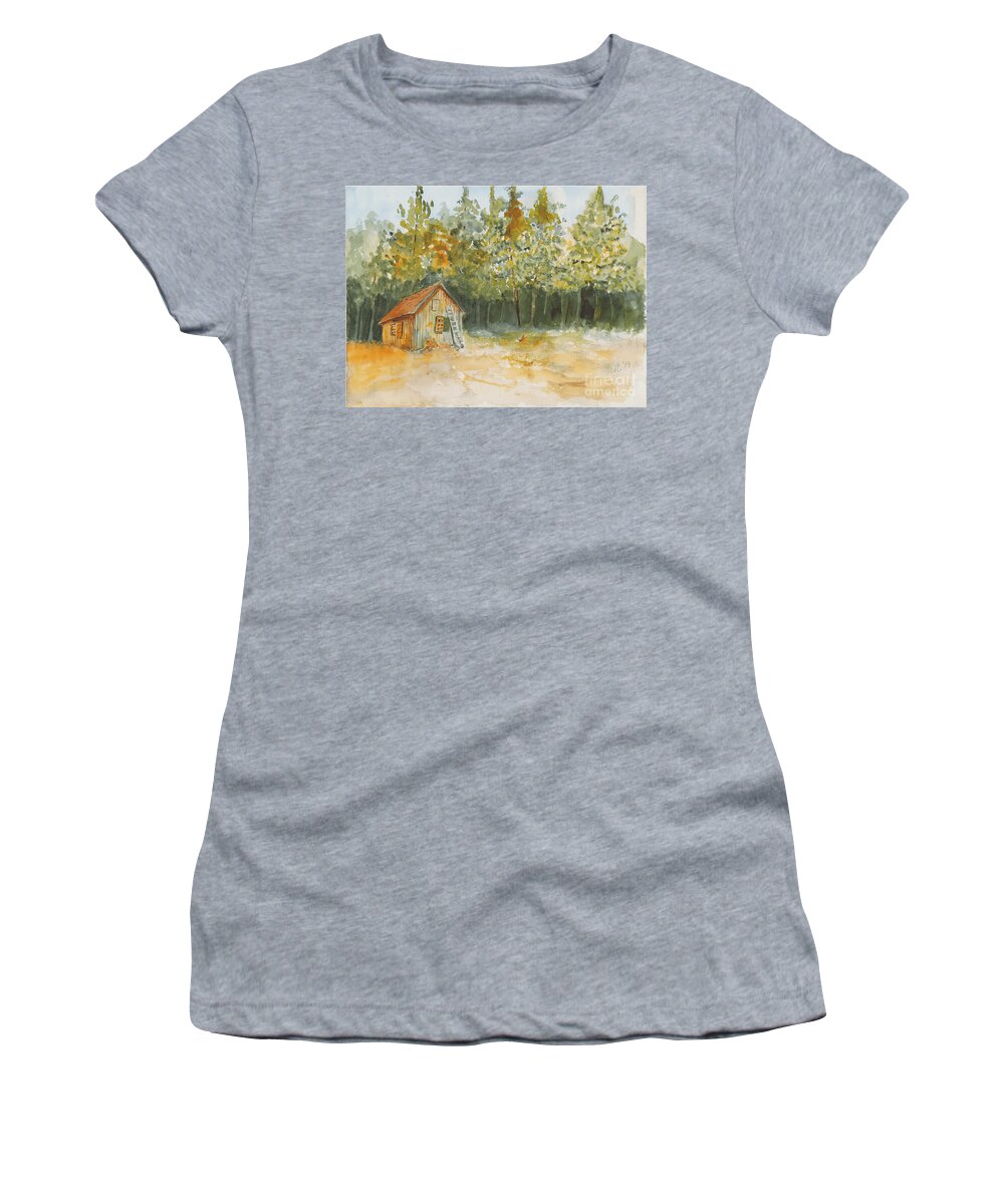 Water Women's T-Shirt featuring the painting Woods by Loretta