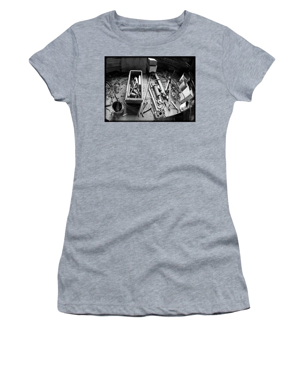 Workbench Women's T-Shirt featuring the photograph Work Bench at French Glen by Mike Bergen
