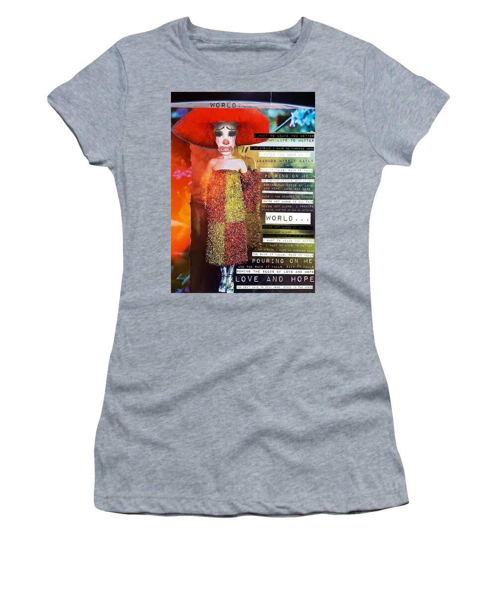 Collage Women's T-Shirt featuring the digital art World... by Tanja Leuenberger