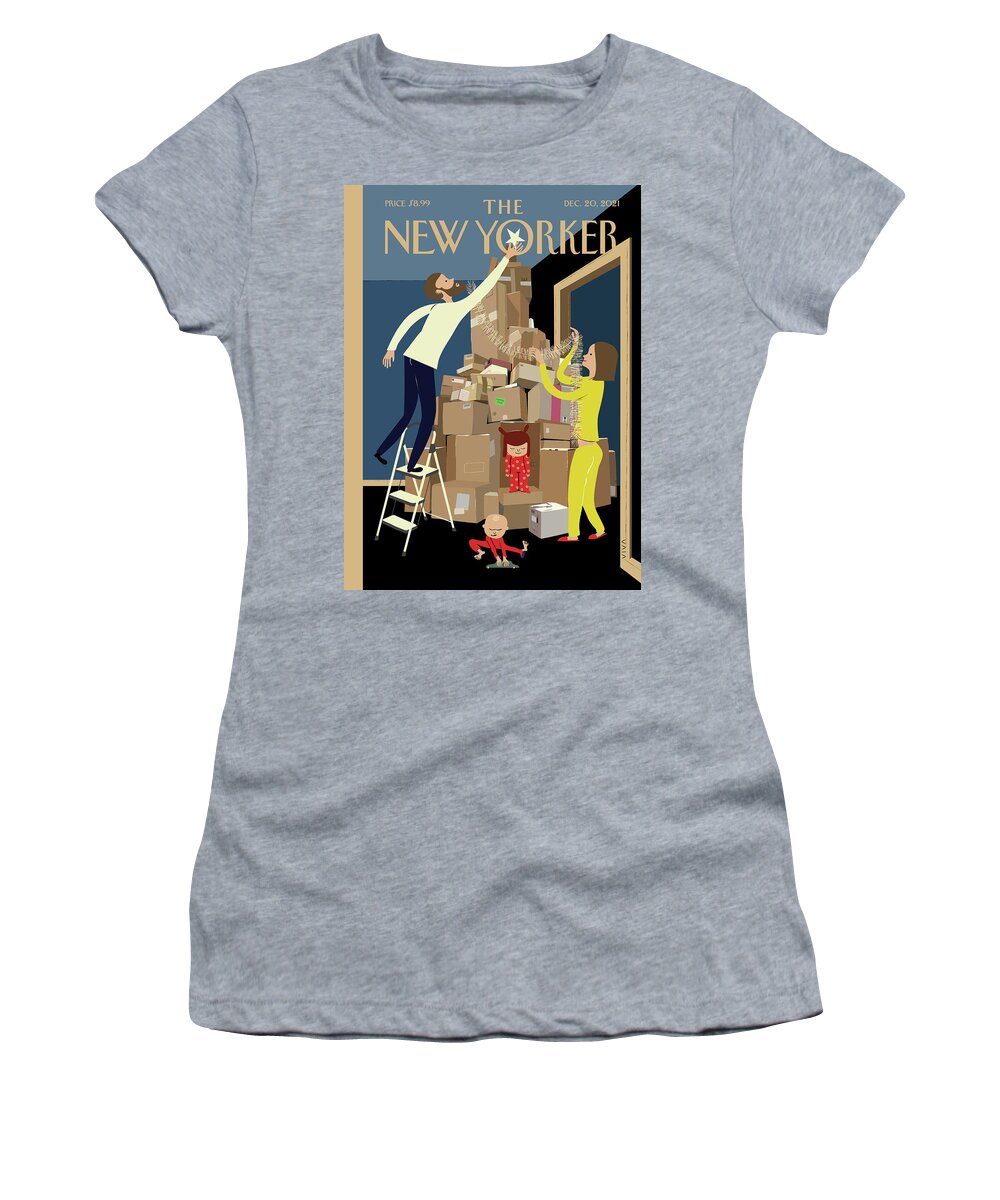 Holiday Women's T-Shirt featuring the painting Wrapping Up by Frank Viva