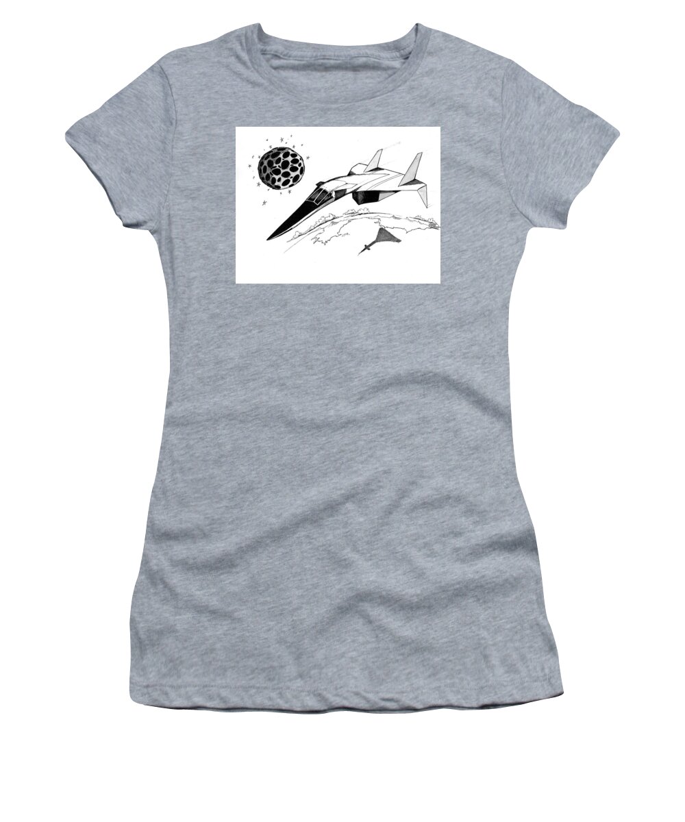 Xb-70 Women's T-Shirt featuring the drawing XB70 Original Black and White Drawing by Michael Hopkins