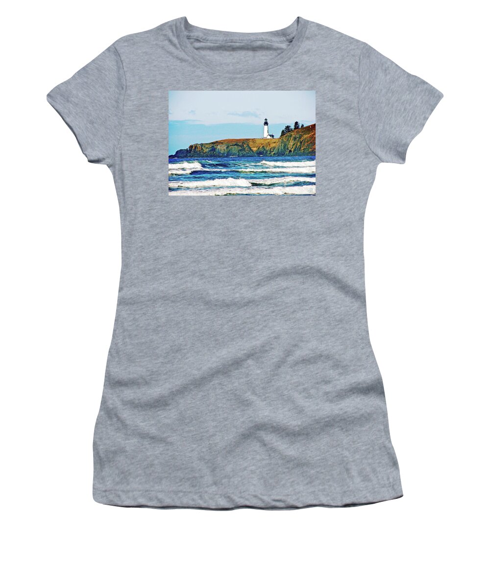 Yaquina Head Women's T-Shirt featuring the digital art Yaquina Head by Gary Olsen-Hasek