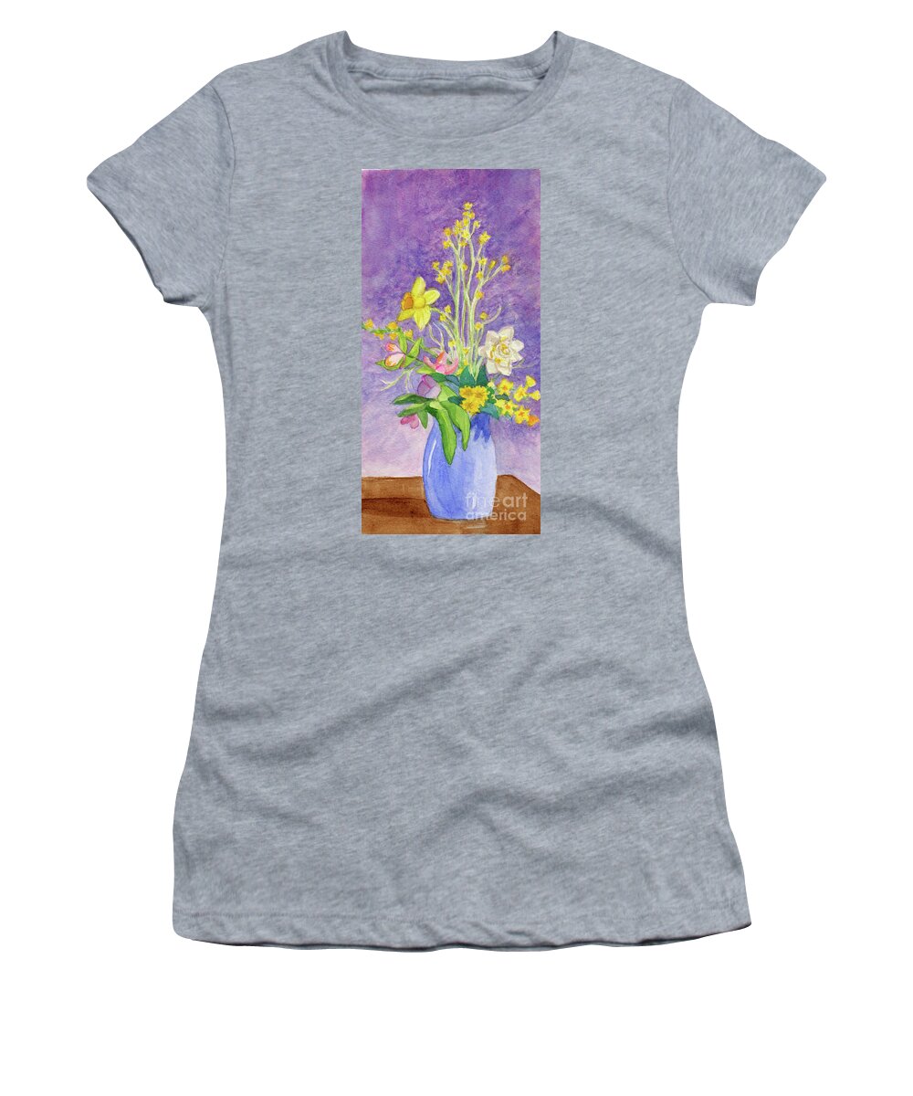 Flower Women's T-Shirt featuring the painting Yard Flowers by Anne Marie Brown