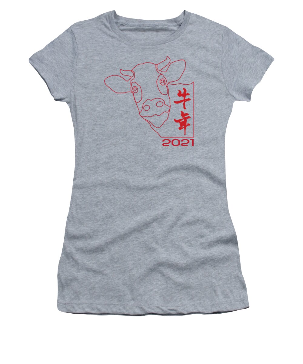 Year Of Ox Women's T-Shirt featuring the digital art Year Of Ox No.3 by Fei A