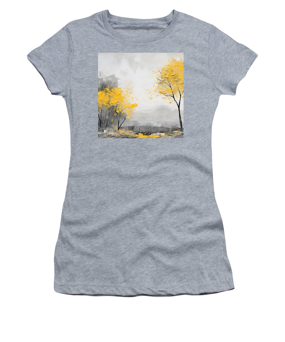 Yellow Women's T-Shirt featuring the digital art Yellow and Gray Hope by Lourry Legarde