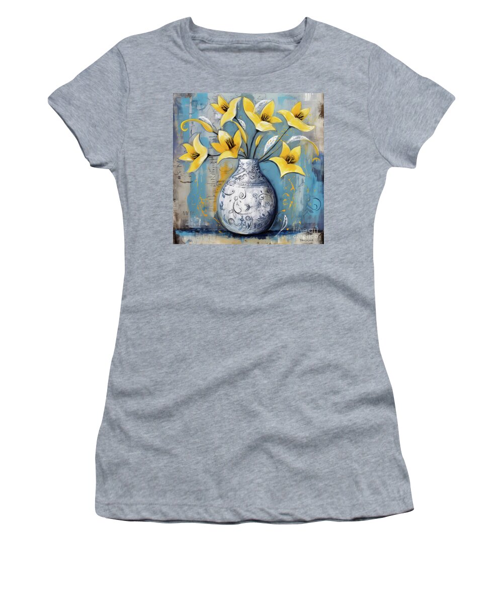 Calla Lily Women's T-Shirt featuring the painting Yellow Calla Lily Flowers by Tina LeCour