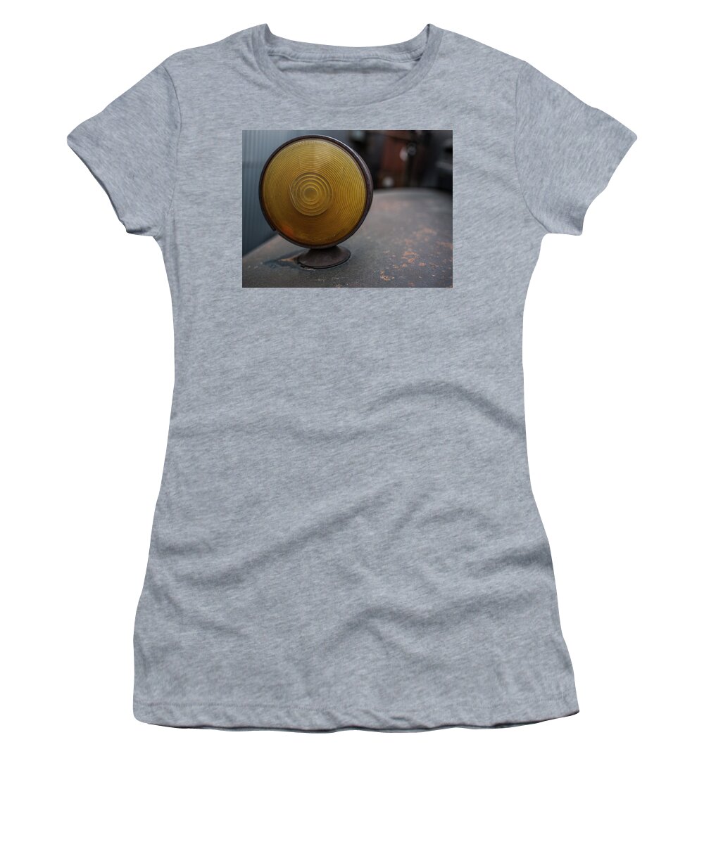 Antique Women's T-Shirt featuring the photograph Yellow Light on Fender of Old Ford Truck 02 by Dutch Bieber