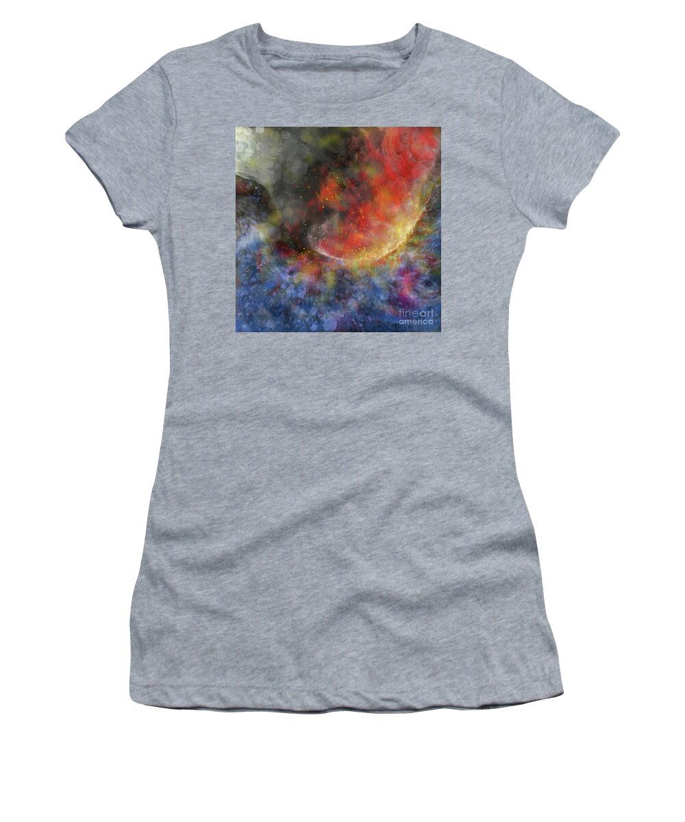 Yin Yang Women's T-Shirt featuring the painting YinYang Water and Fire by Remy Francis