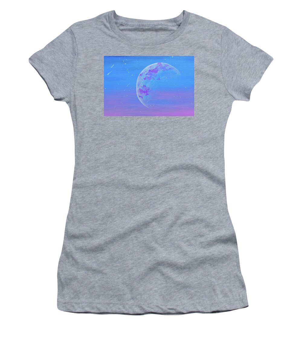Moon Women's T-Shirt featuring the painting Your World Moon Fragment by Ashley Wright