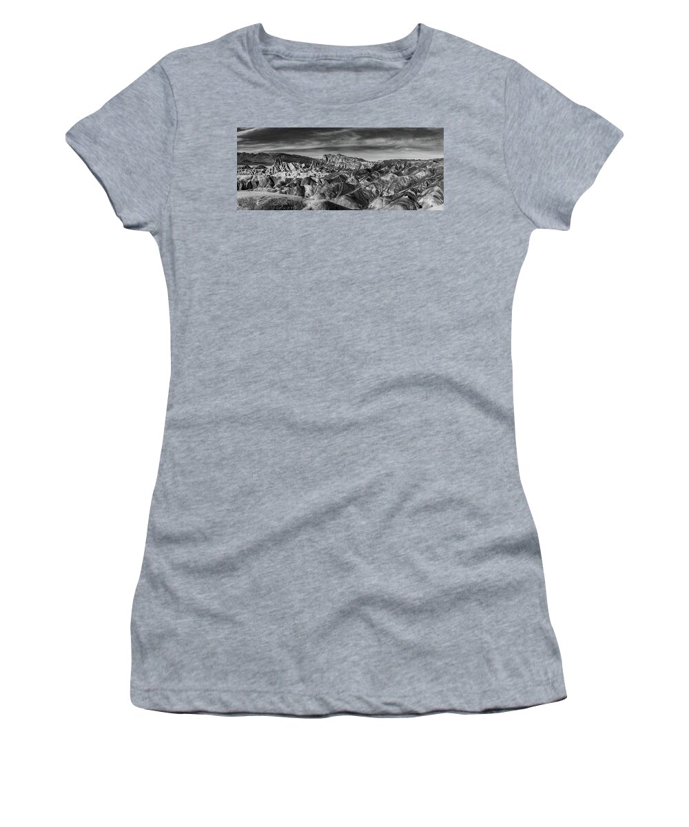 California Women's T-Shirt featuring the photograph Zabriskie Point - Black and White by Peter Tellone