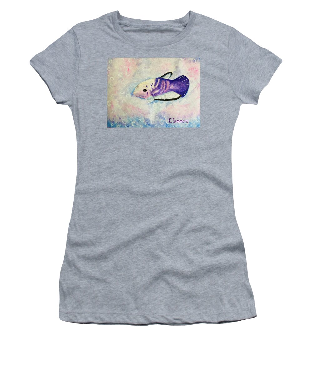 #watercolor Women's T-Shirt featuring the painting Zelda by Chanler Simmons