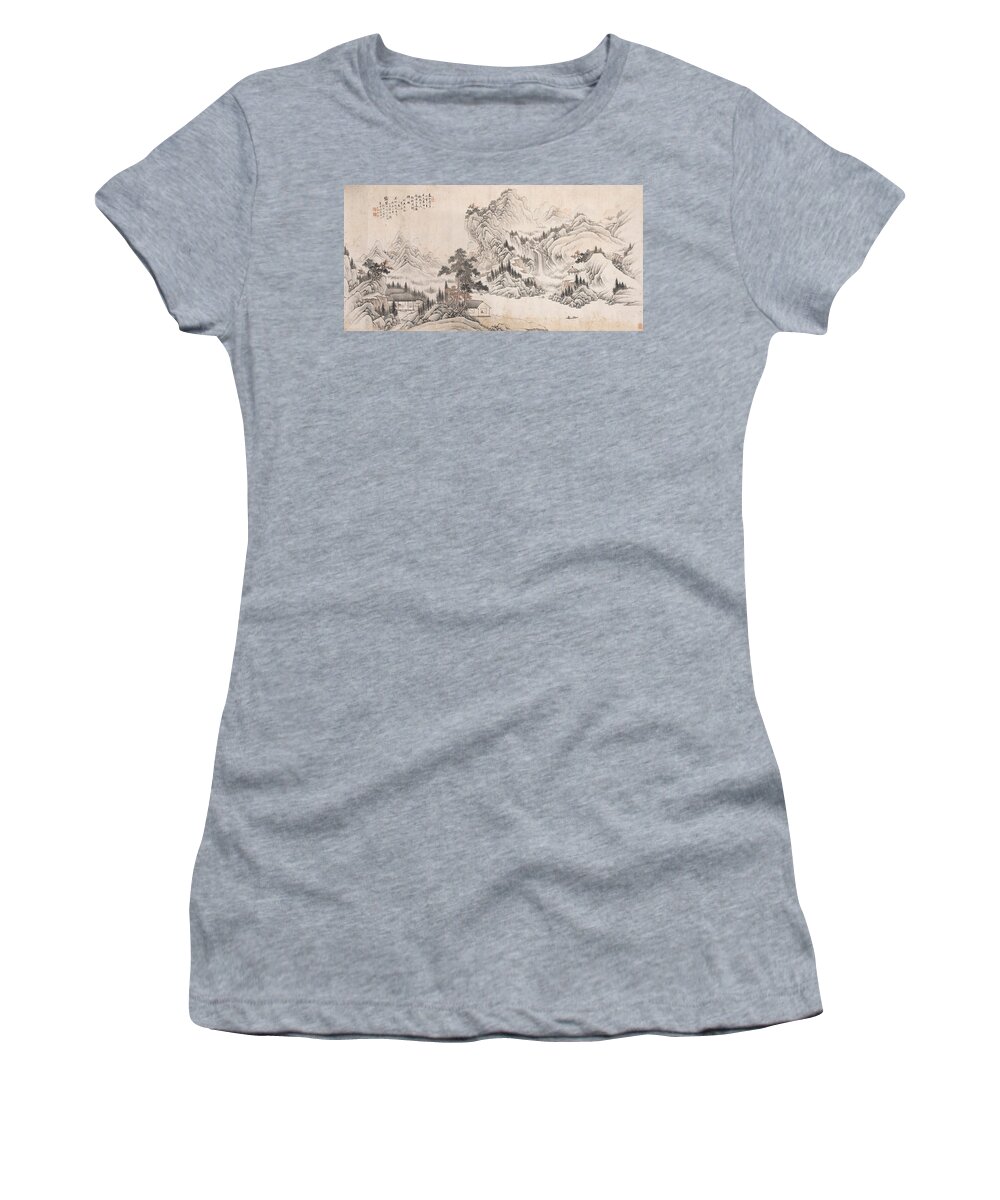 Zhang Xiong (1803-1886) Landscape Women's T-Shirt featuring the painting ZHANG XIONG Landscape by Artistic Rifki