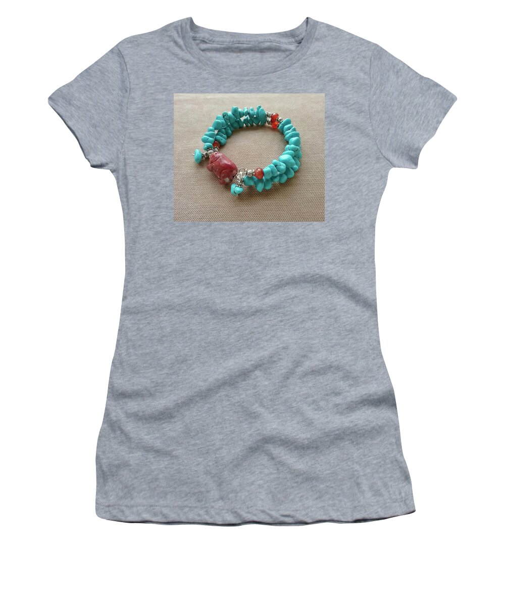 Faux Turquoise Nuggets Women's T-Shirt featuring the jewelry Zuni Pig Fetish Bracelet by Michele Myers