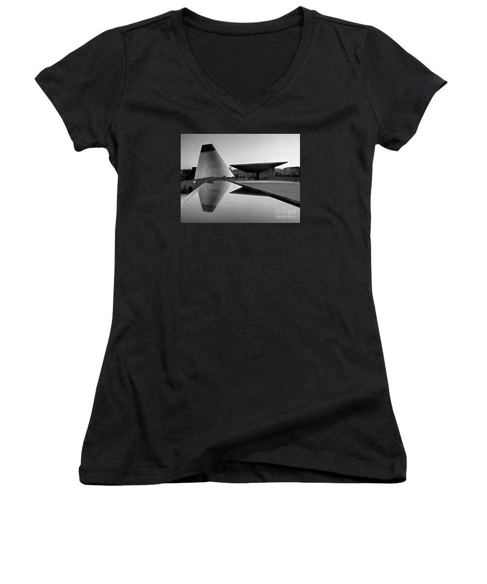 Light Women's V-Neck featuring the photograph Black and White MOG Reflections by Chris Anderson