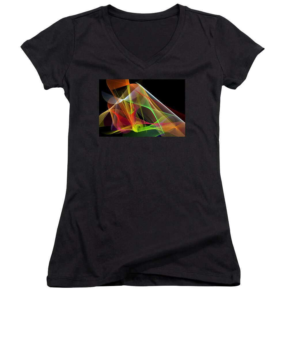 Abstract Art Women's V-Neck featuring the digital art Color Symphony #1 by Rafael Salazar