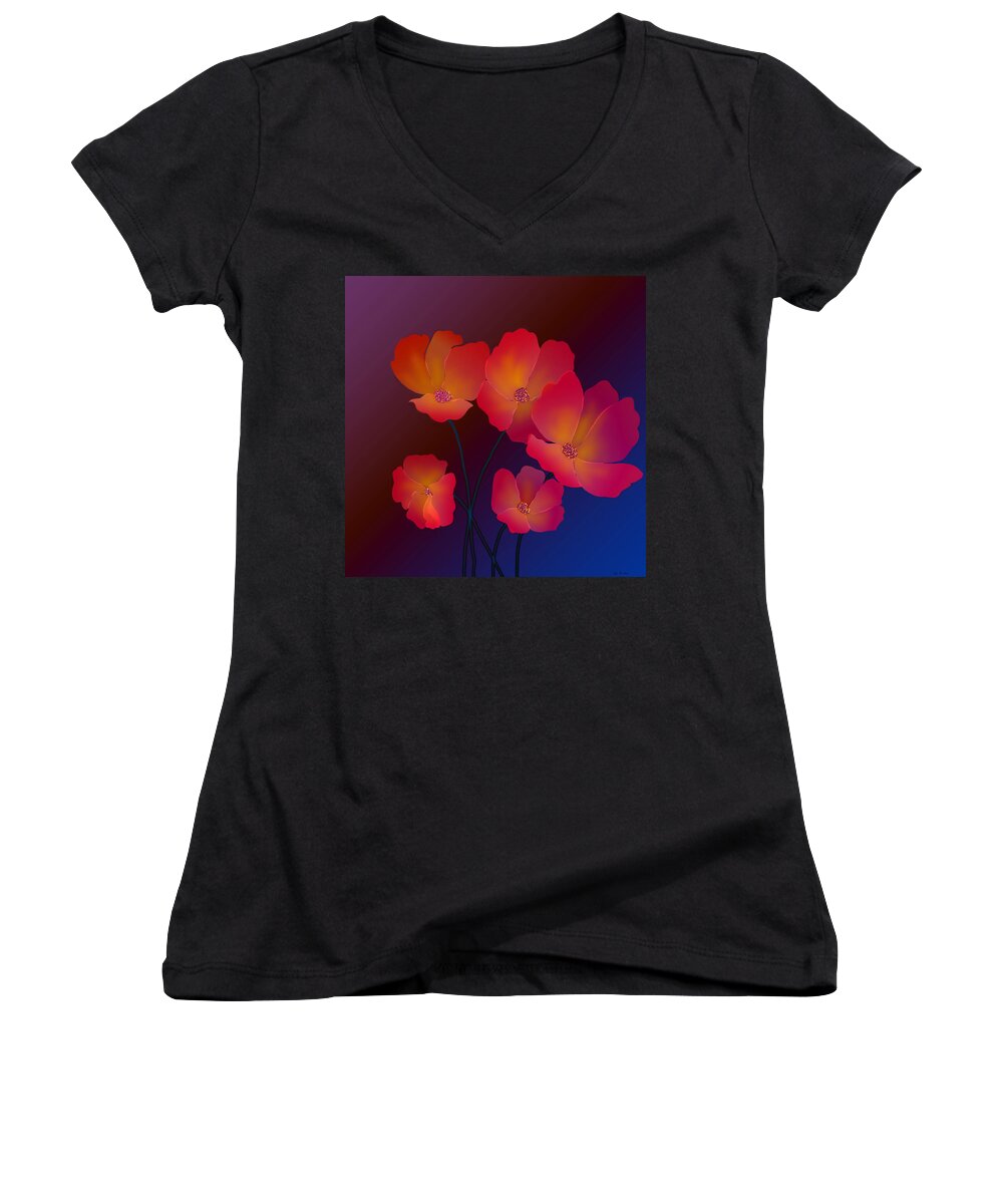 Glorious Greeting Cards Women's V-Neck featuring the digital art Glorious by Latha Gokuldas Panicker
