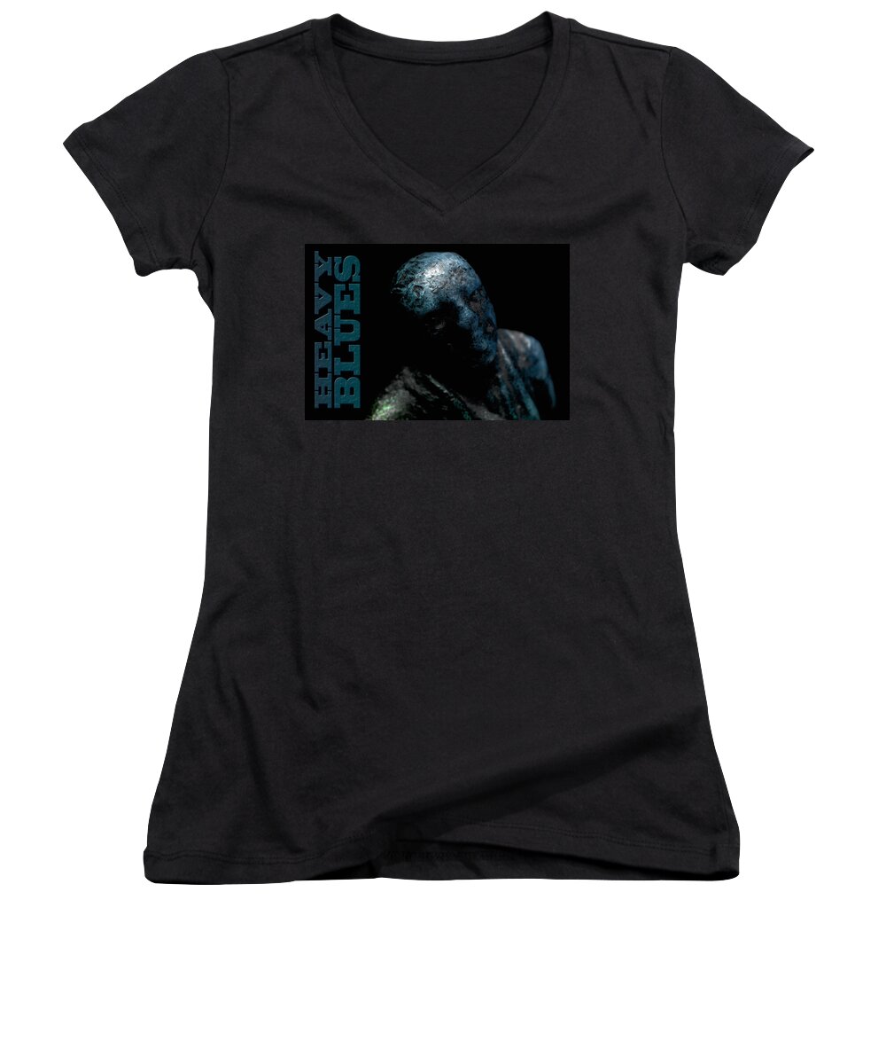 Blues Women's V-Neck featuring the photograph Heavy Blues by WB Johnston