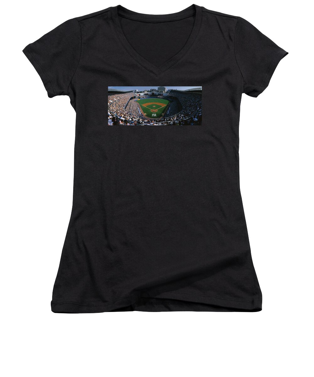 Photography Women's V-Neck featuring the photograph High Angle View Of A Baseball Stadium #1 by Panoramic Images
