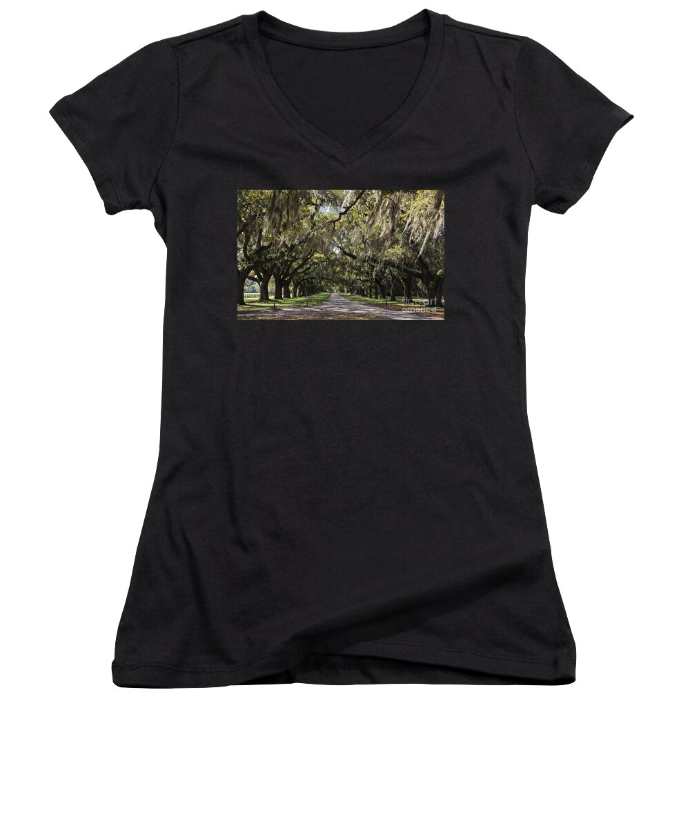 Southern Women's V-Neck featuring the photograph Live Oaks #1 by Jill Lang