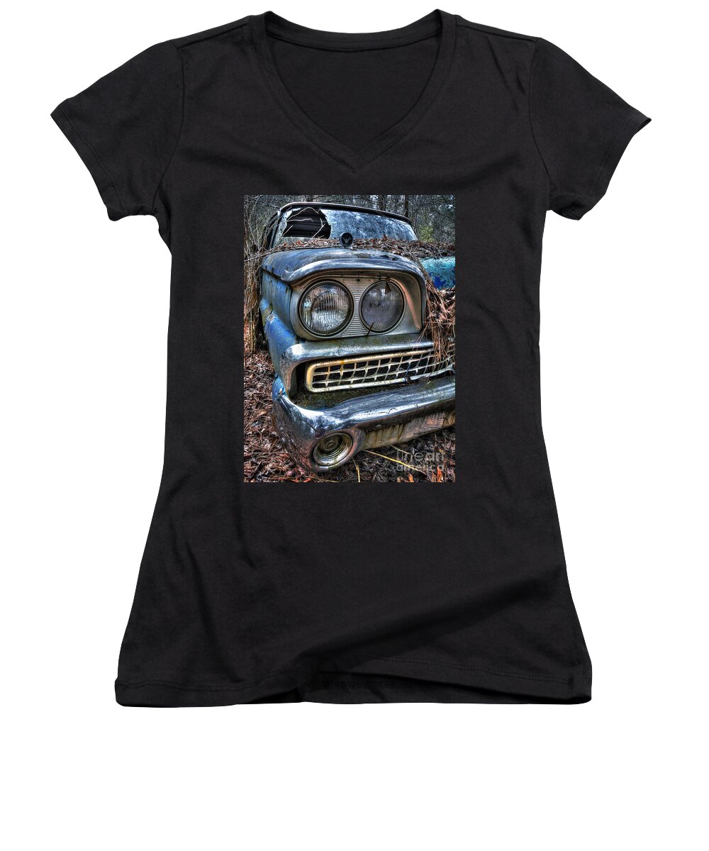 Ken Johnson Imagery Women's V-Neck featuring the photograph 1959 Ford Galaxie 500 by Ken Johnson