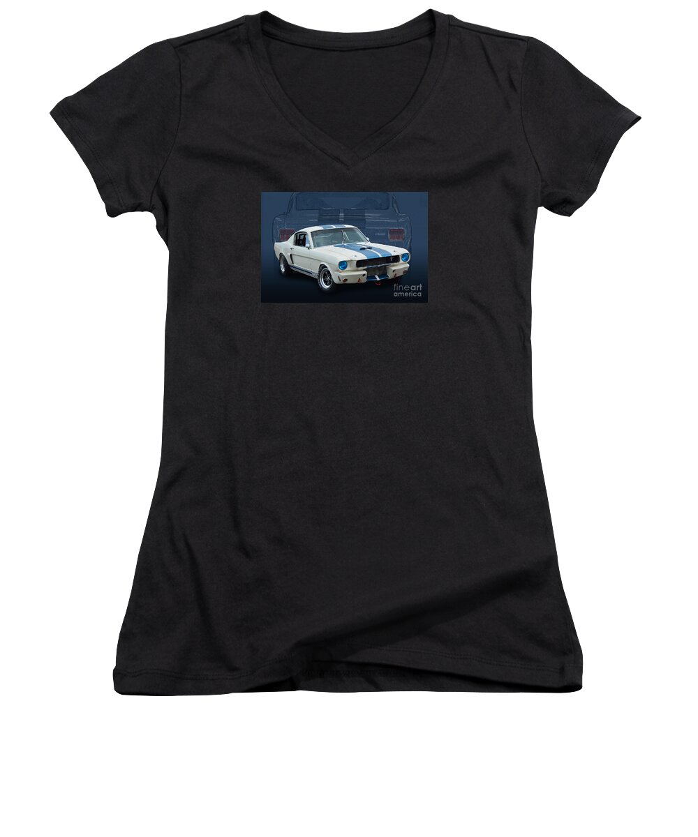 Muscle Car Women's V-Neck featuring the photograph 1966 Shelby GT350 by Stuart Row