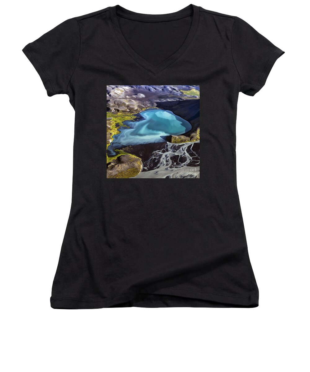 Abstract Photography Women's V-Neck featuring the photograph Aerial Photography #1 by Gunnar Orn Arnason