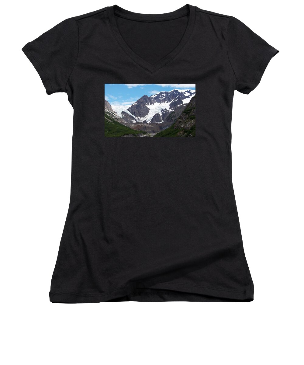Alaska.snow Women's V-Neck featuring the photograph Ice and Snow by Aimee L Maher ALM GALLERY