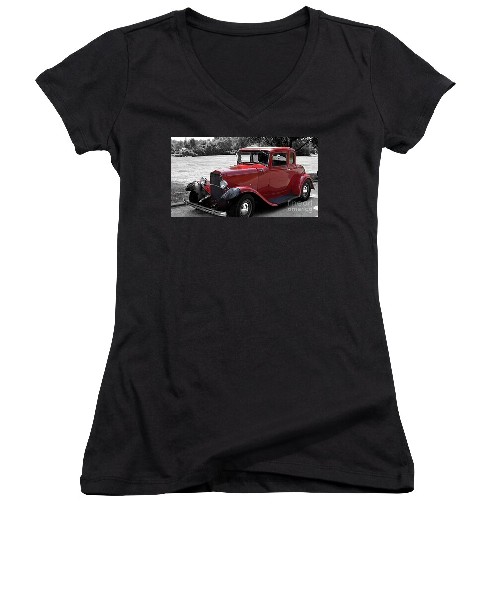 32 Ford Coupe Charmer Women's V-Neck featuring the photograph 32 Ford Coupe Charmer by Luther Fine Art