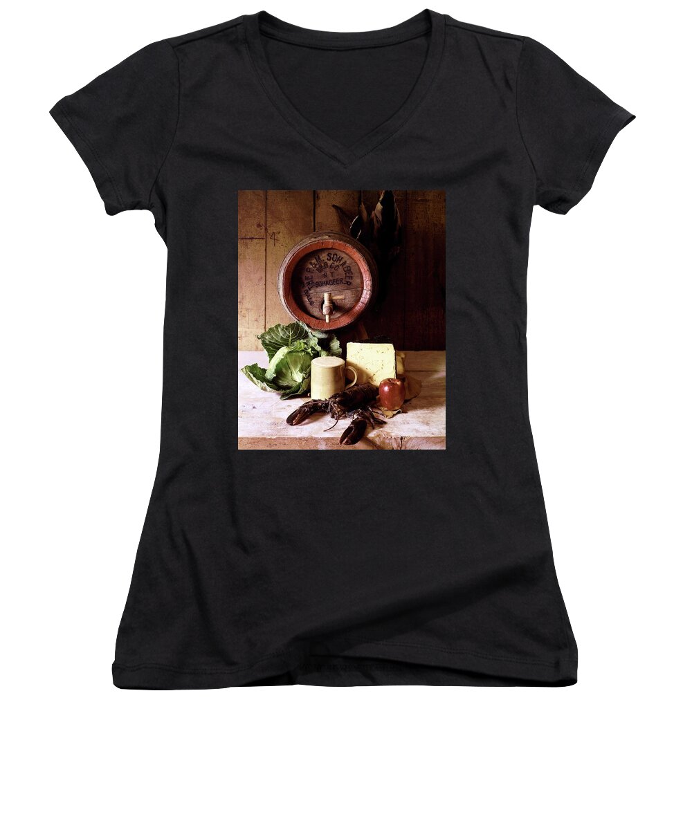 Nobody Women's V-Neck featuring the photograph A Barrel Of Beer by N. Courtney Owen