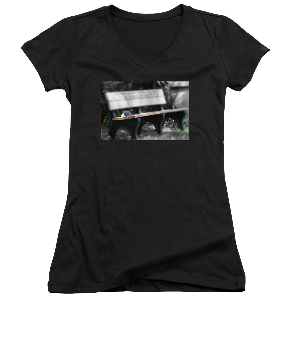 Park Women's V-Neck featuring the photograph A Child Somewhere in My Dreams by DigiArt Diaries by Vicky B Fuller
