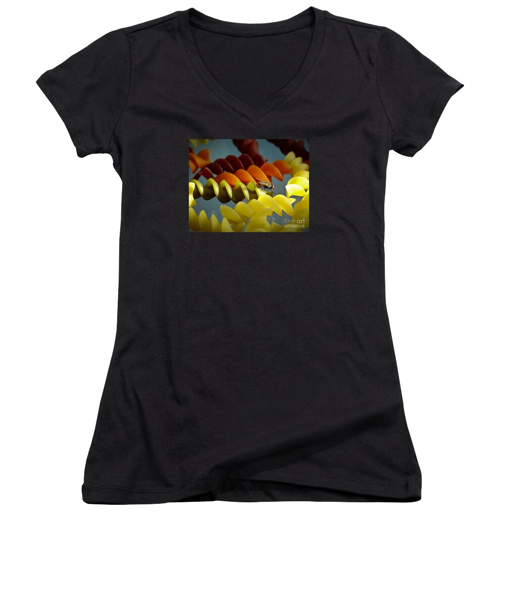 Insect Women's V-Neck featuring the photograph A Fly In My Pasta by Robert Frederick