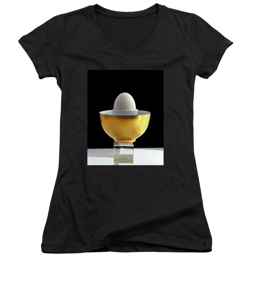 Kitchen Women's V-Neck featuring the photograph A Matroschka Eggcup by Romulo Yanes