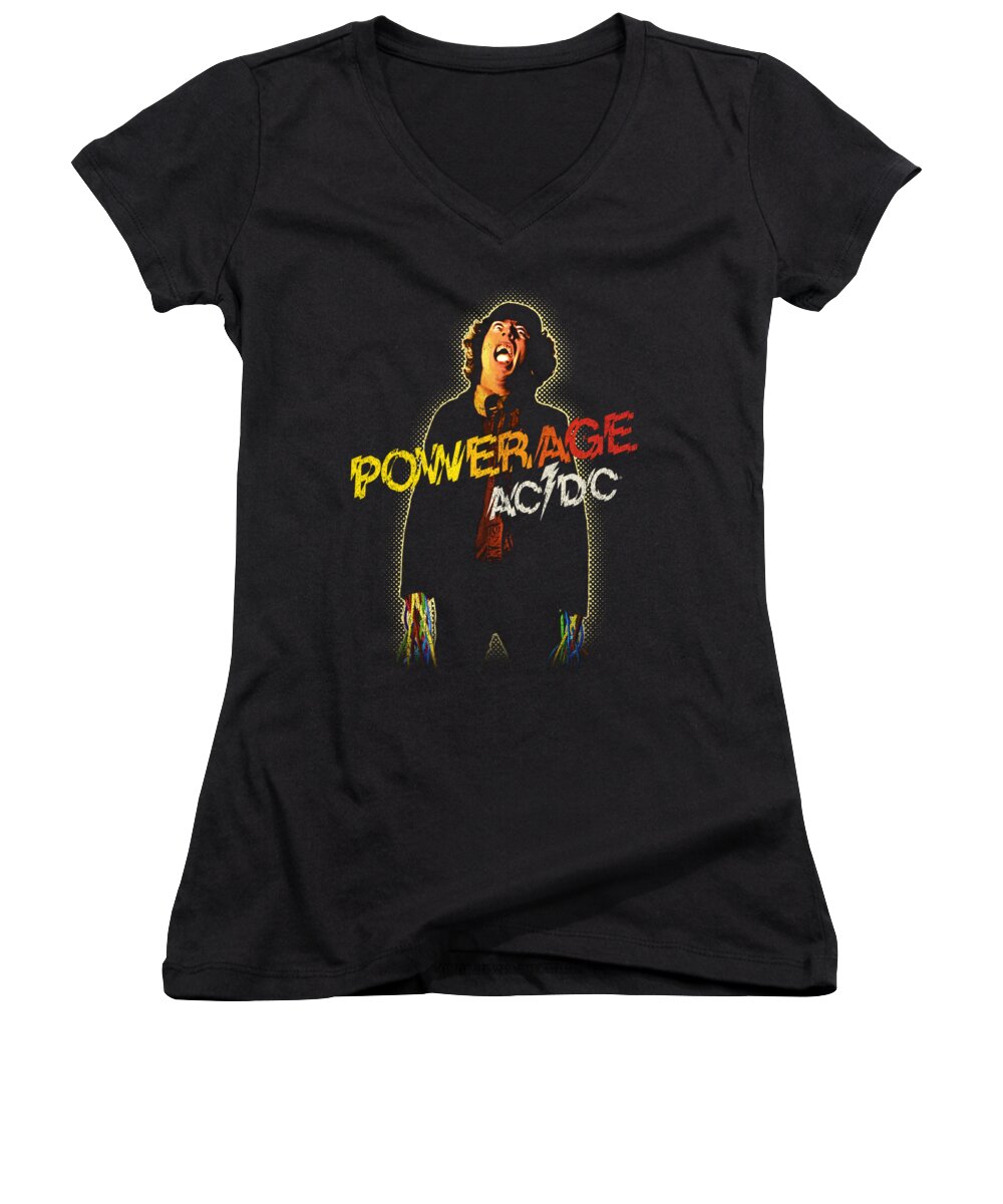  Women's V-Neck featuring the digital art Acdc - Powerage by Brand A