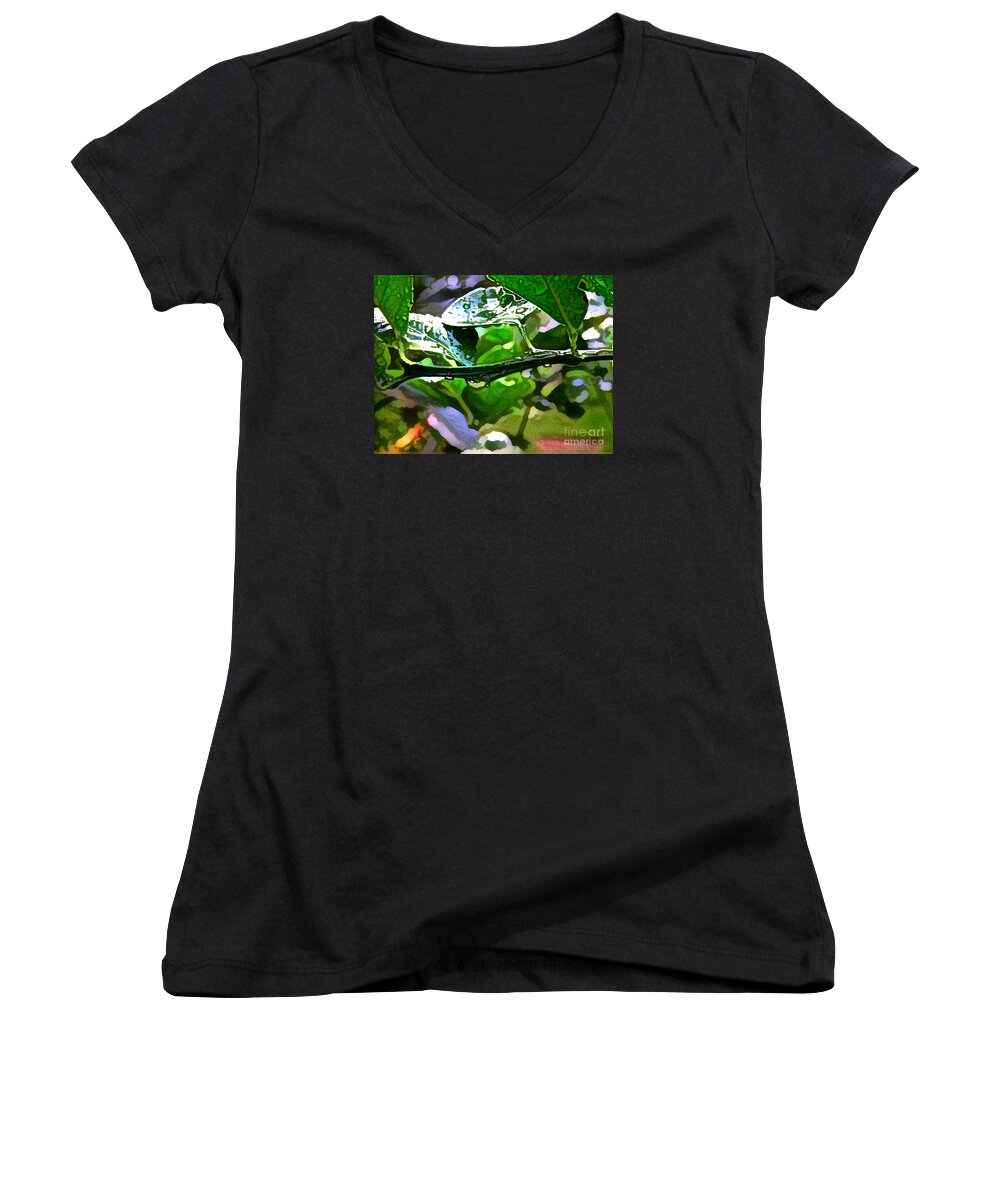 Hawaii Women's V-Neck featuring the digital art After the Rain by Dorlea Ho