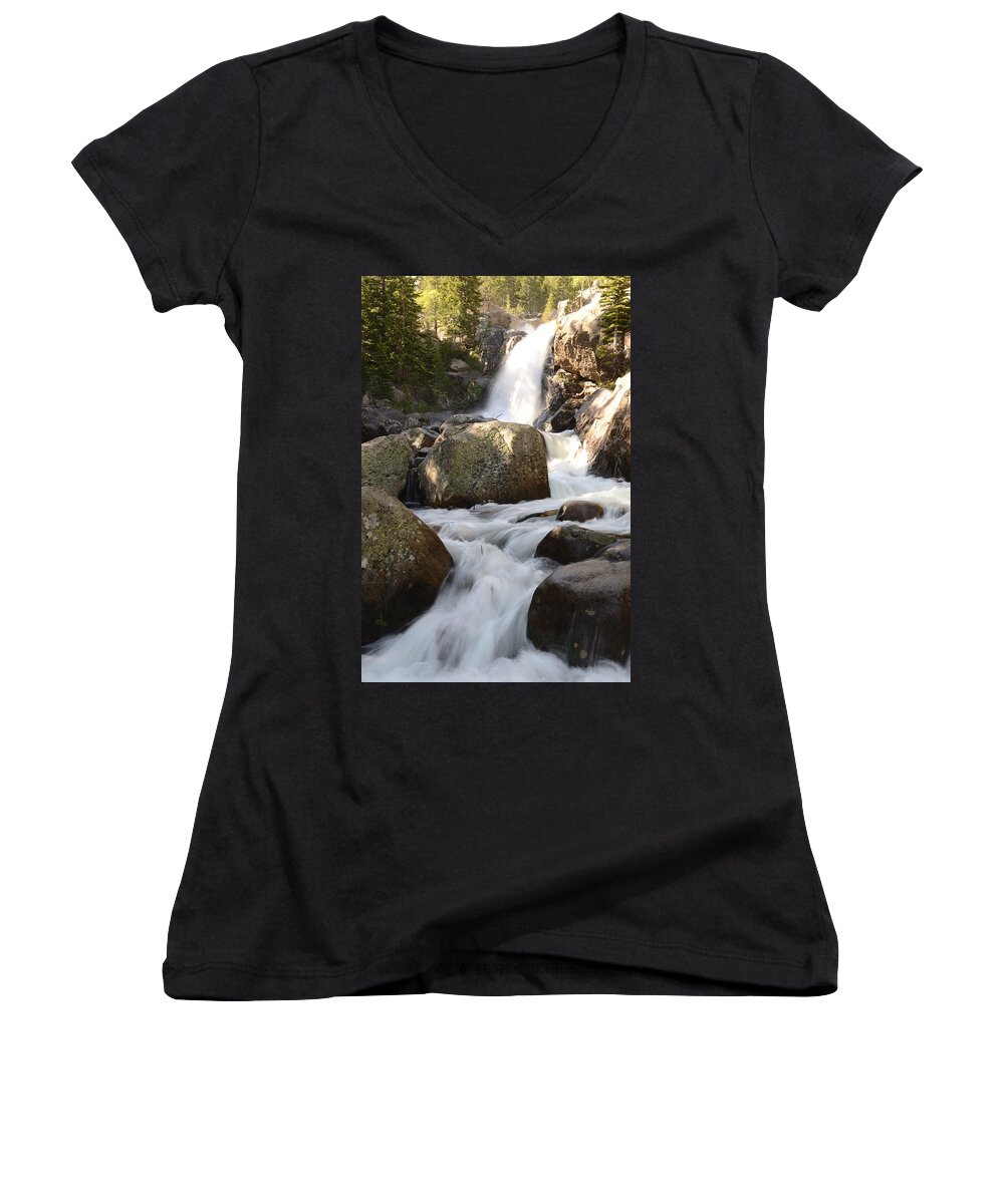 Rocky Women's V-Neck featuring the photograph Alberta Falls by Tranquil Light Photography