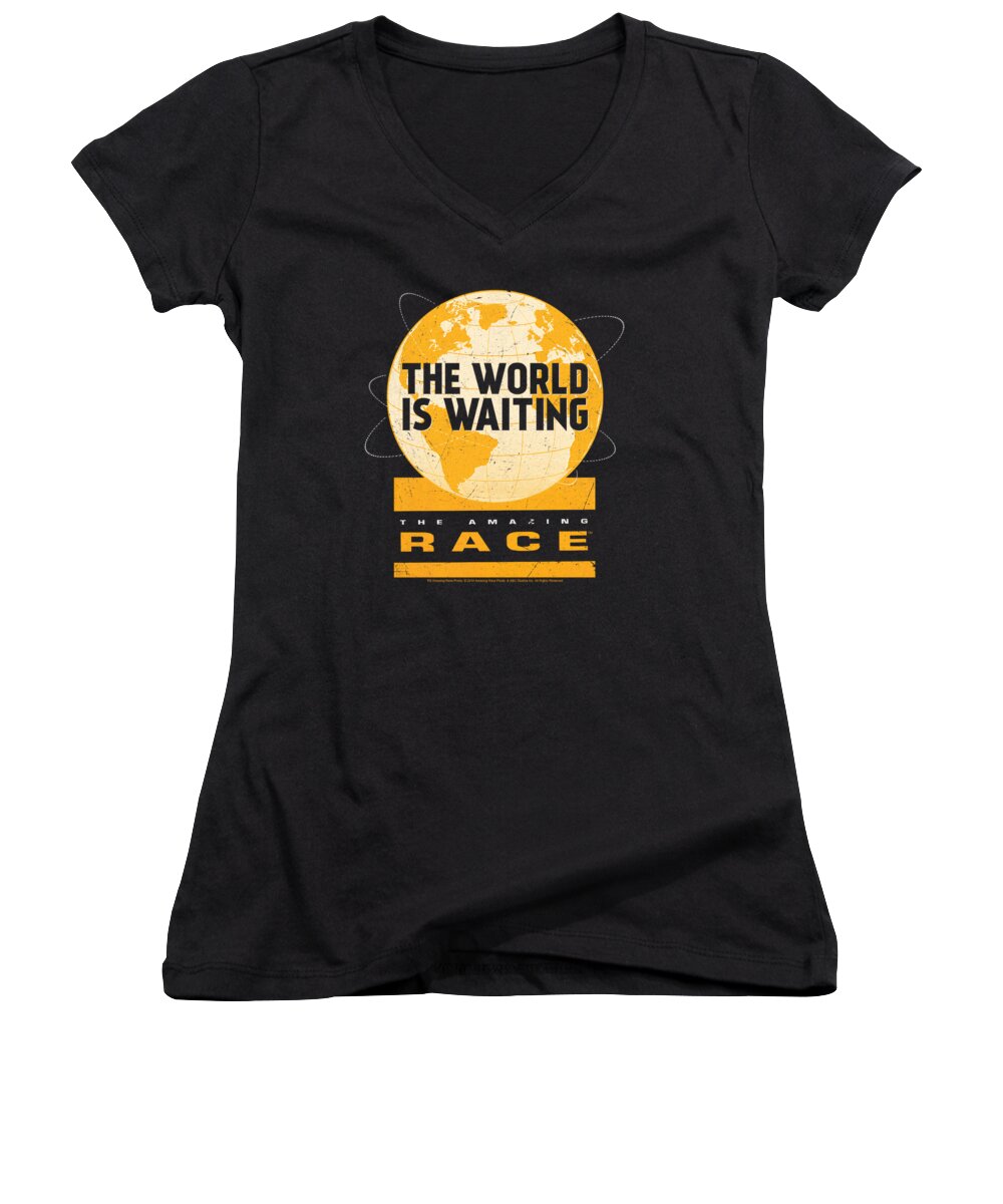 Globe Women's V-Neck featuring the digital art Amazing Race - Waiting World by Brand A