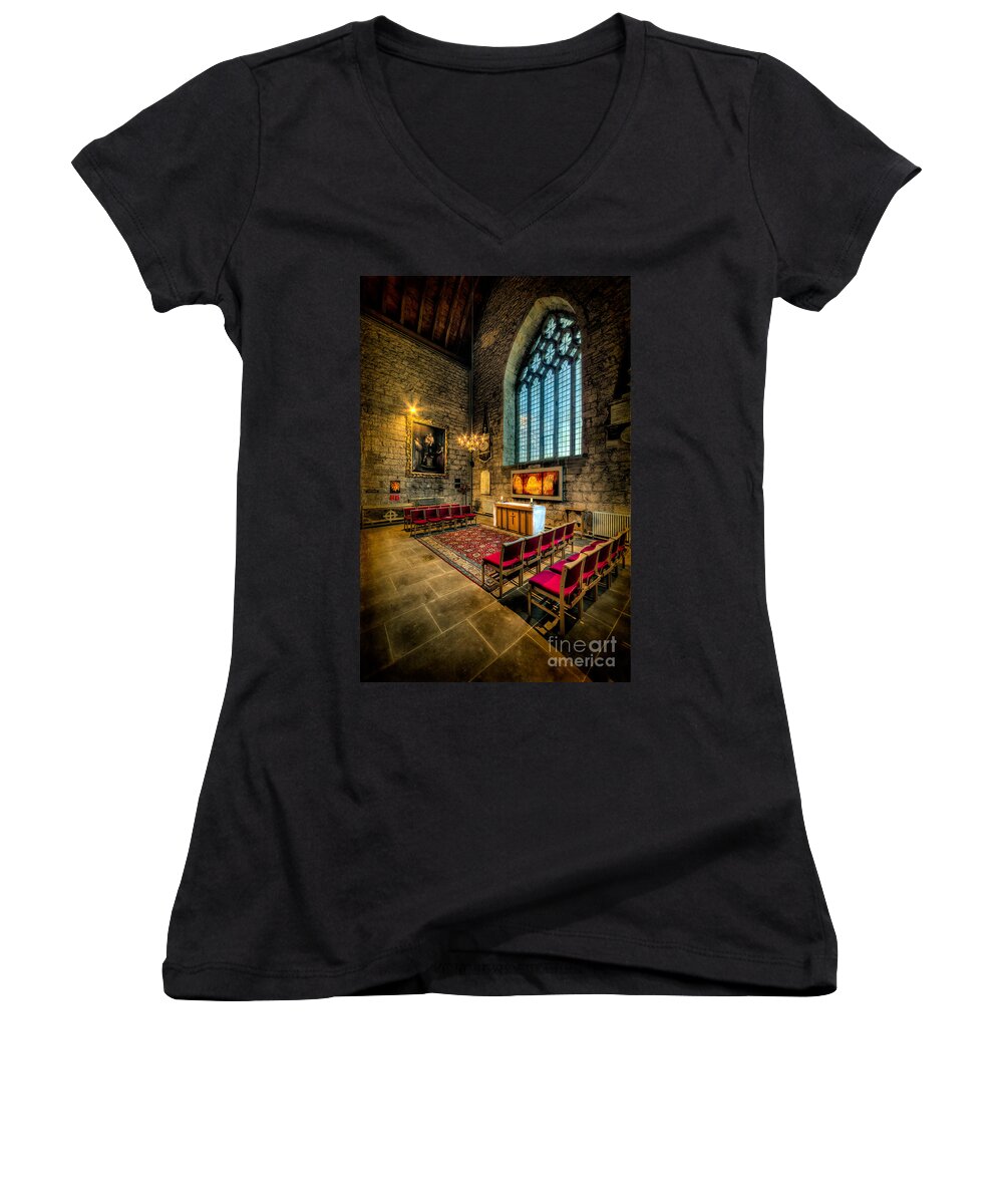 British Women's V-Neck featuring the photograph Ancient Cathedral by Adrian Evans