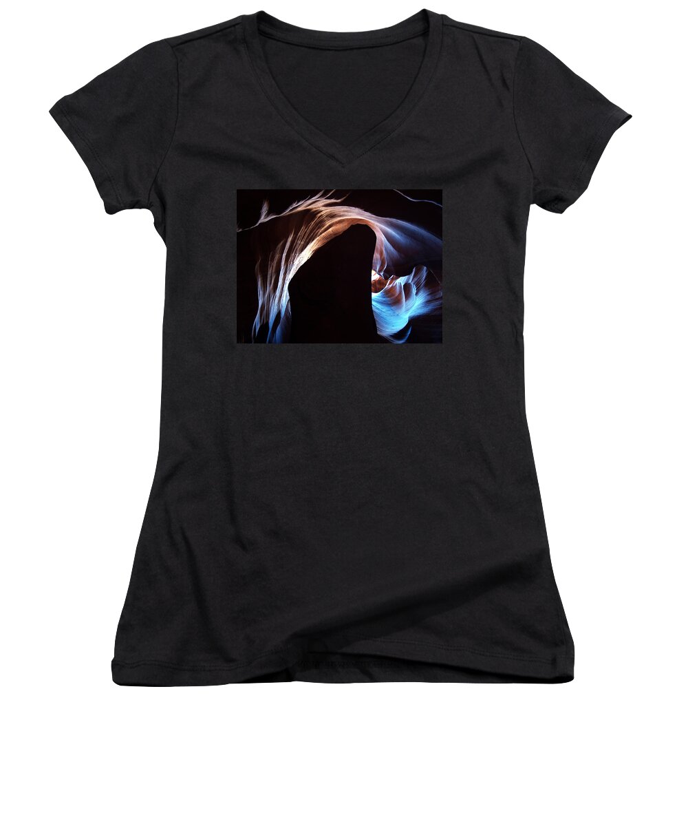 Landscapes Women's V-Neck featuring the photograph Antelope Canyon 09 by JustJeffAz Photography