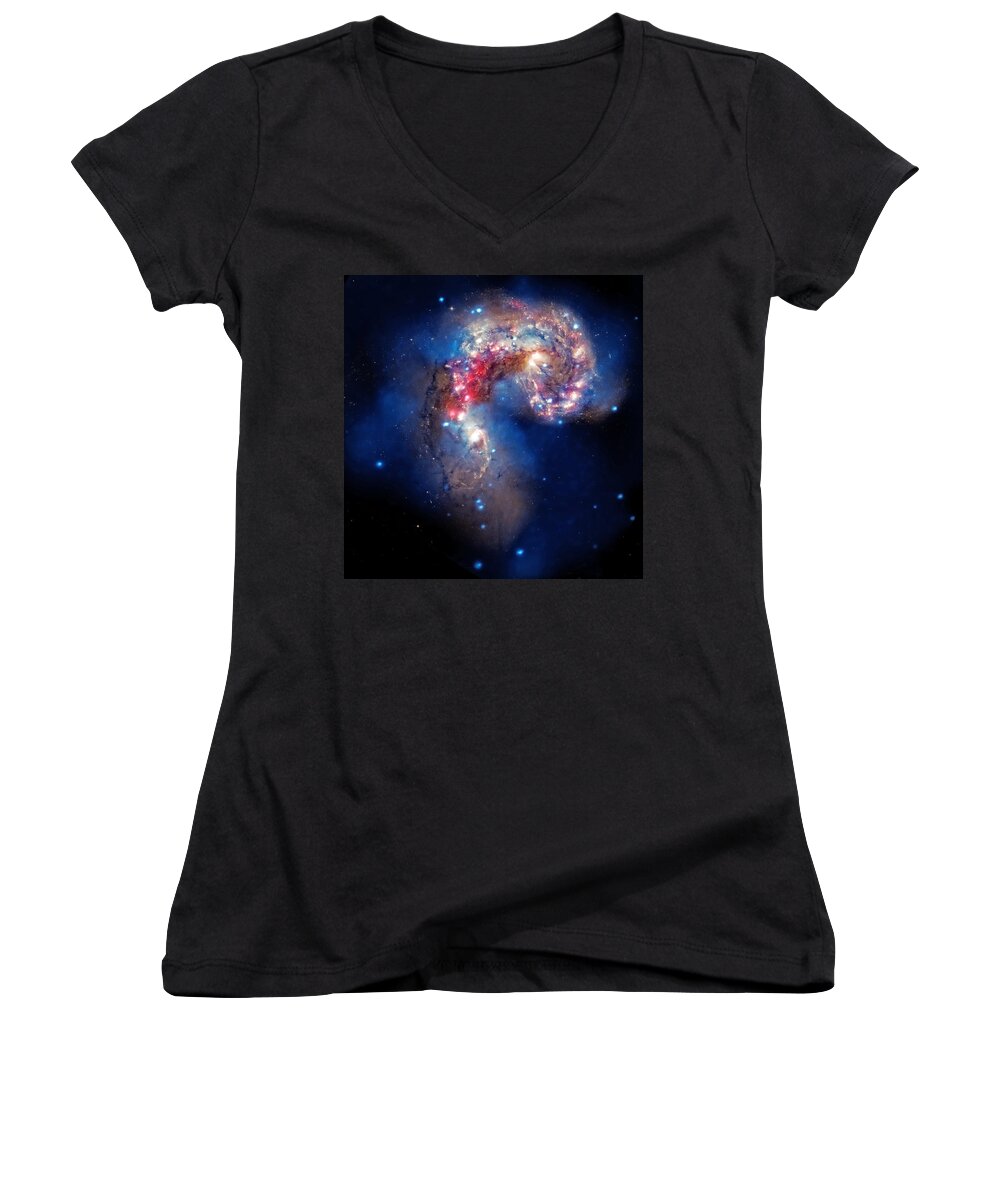 Universe Women's V-Neck featuring the photograph Antennae Galaxies Collide 2 by Jennifer Rondinelli Reilly - Fine Art Photography