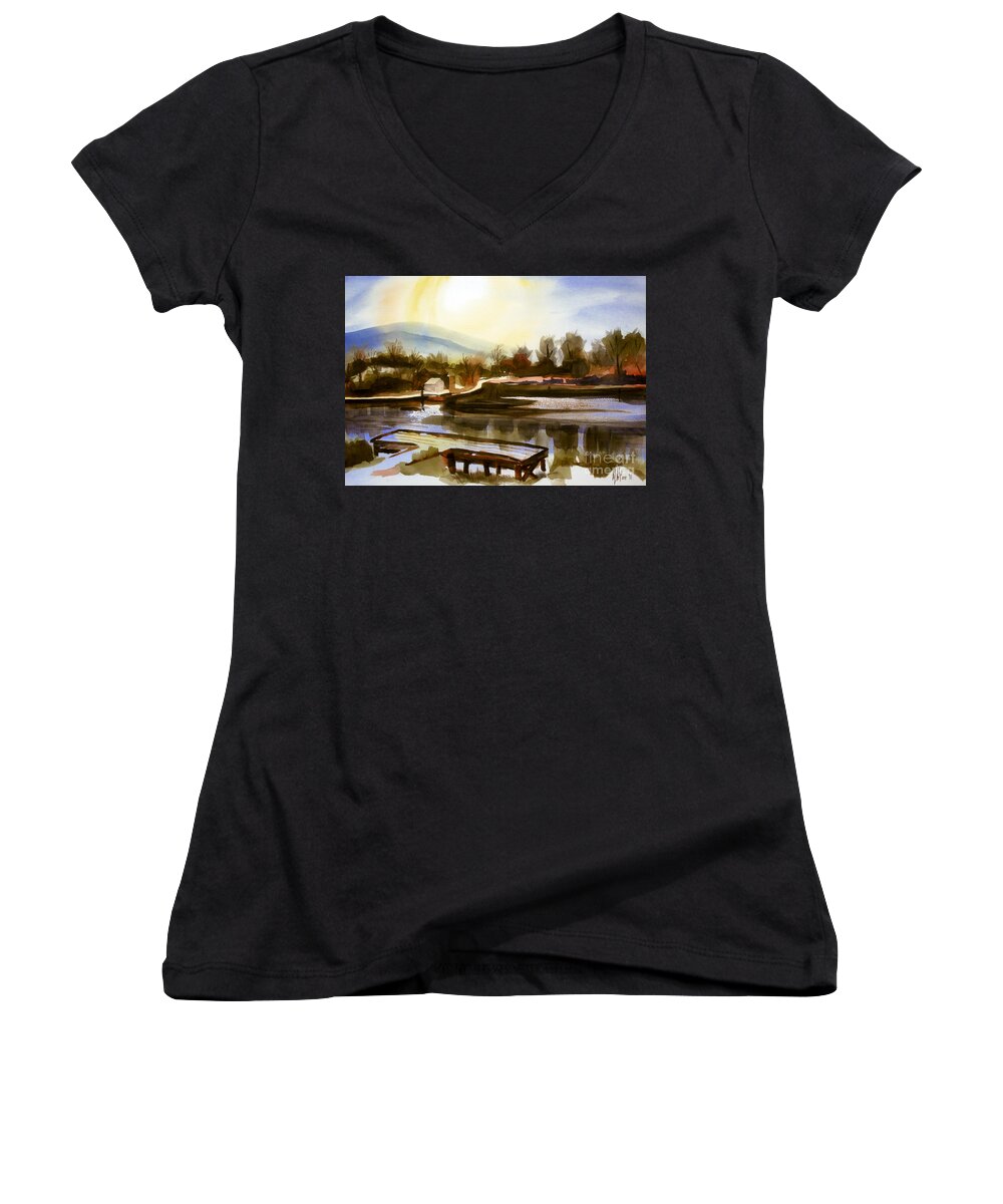 Approaching Dusk Iib Women's V-Neck featuring the painting Approaching Dusk IIb by Kip DeVore