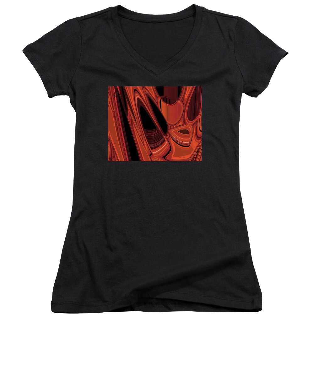 Abstract Women's V-Neck featuring the digital art Arroyo 1 by Judi Suni Hall