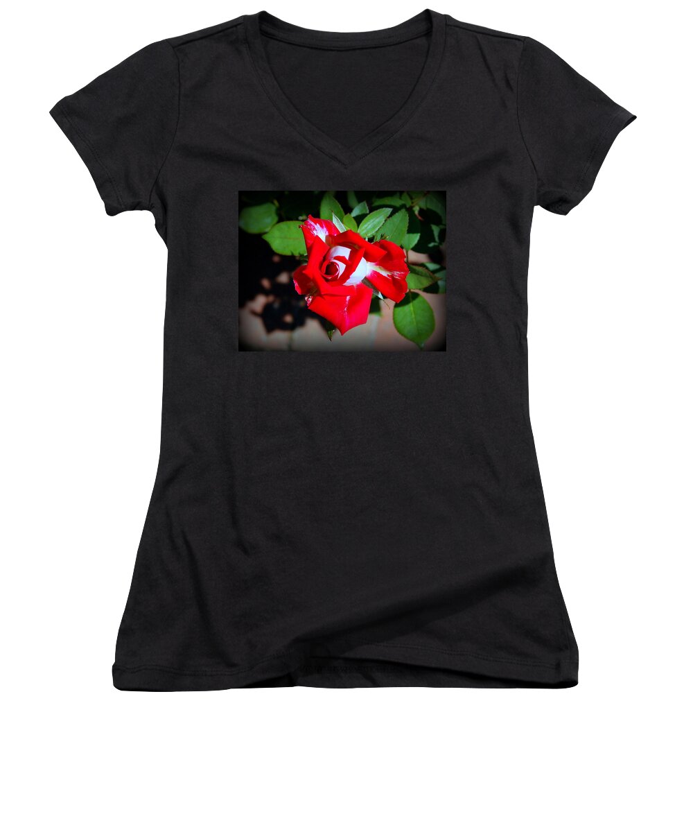 Red Women's V-Neck featuring the photograph Assorted Flower 003 by Larry Ward