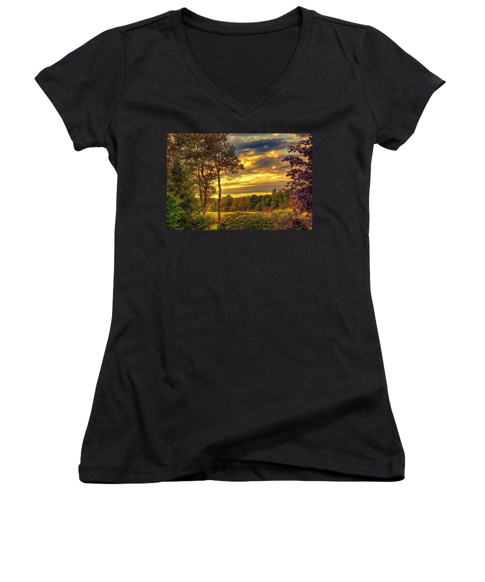 Fred Larson Women's V-Neck featuring the photograph Autumn Colors by Fred Larson