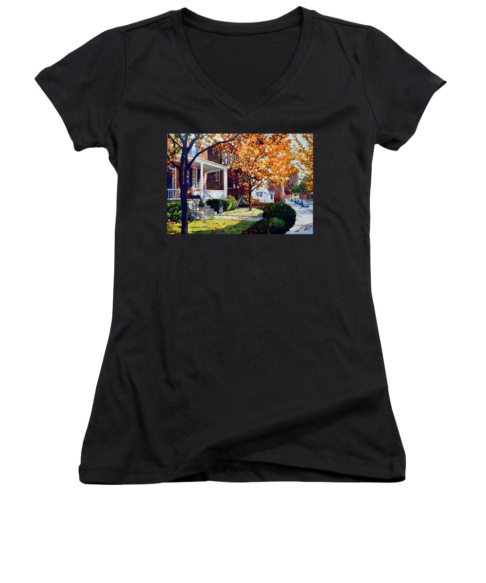 Landscape Women's V-Neck featuring the painting Before the Snow Falls by Mick Williams