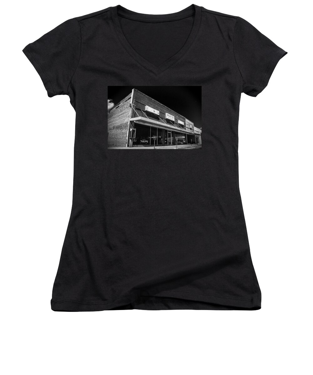 Grocery Women's V-Neck featuring the photograph Big Box Casualty by Jeff Mize