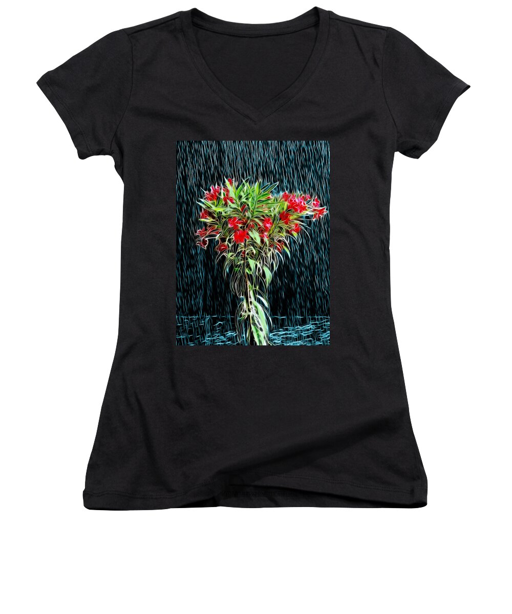 Blessed Rain Women's V-Neck featuring the photograph Blessed Rain by Carlos Vieira