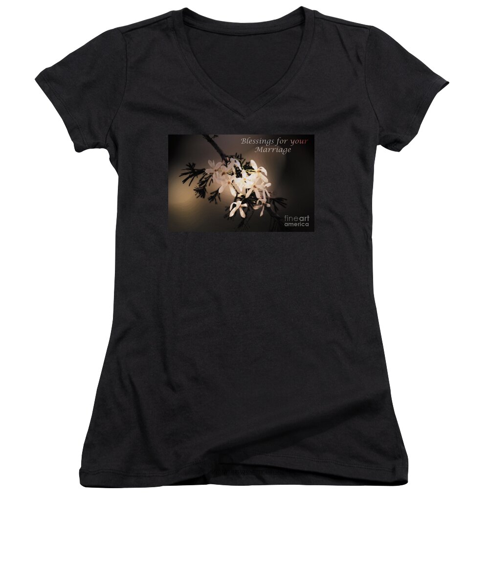 Wedding Women's V-Neck featuring the photograph Blessings for your marriage by Cassandra Buckley