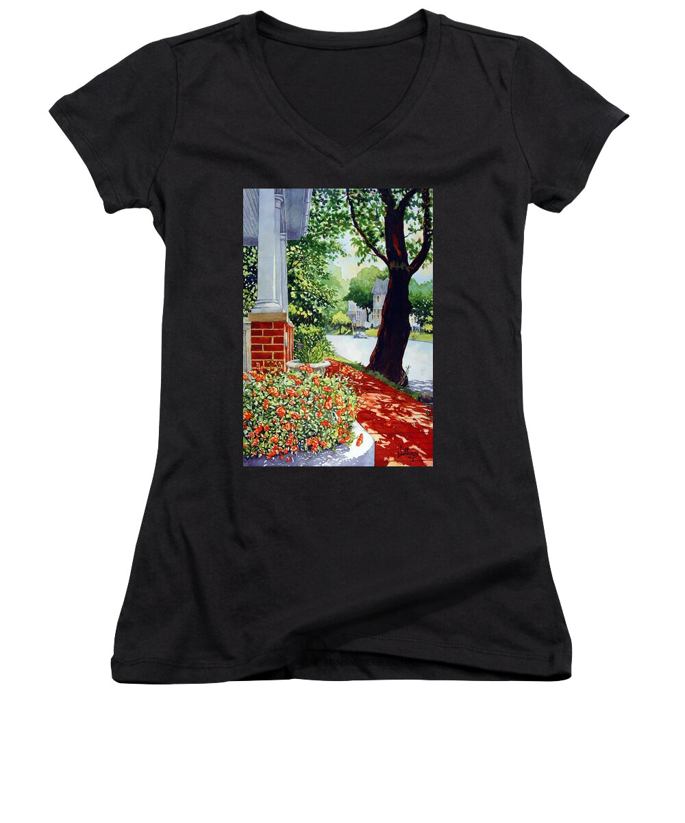 Landscape Women's V-Neck featuring the painting Bloom by Mick Williams