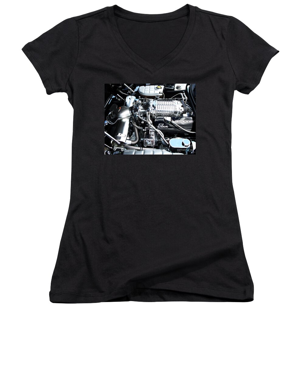 Chevy Women's V-Neck featuring the photograph Blown 'Vette by Chris Thomas