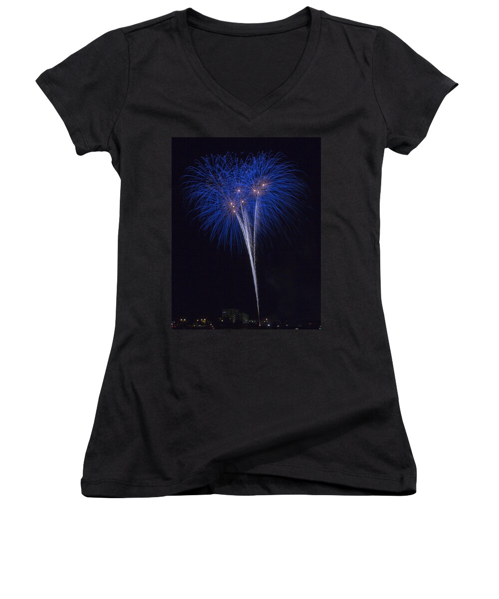 Fireworks Women's V-Neck featuring the photograph Blue Flowers by Robert Caddy